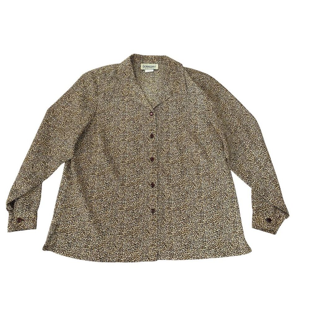 DONN‎ KENNY Petite Animal Print Button-Up Blouse PXL Multicolor
